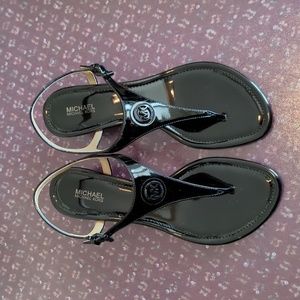 Michael Kors Ramona Wedge Sandal in Black Patent, Size 8.5